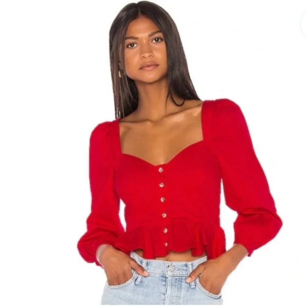 Revolve Song of Style Hara Blouse Top, Red - Size Small